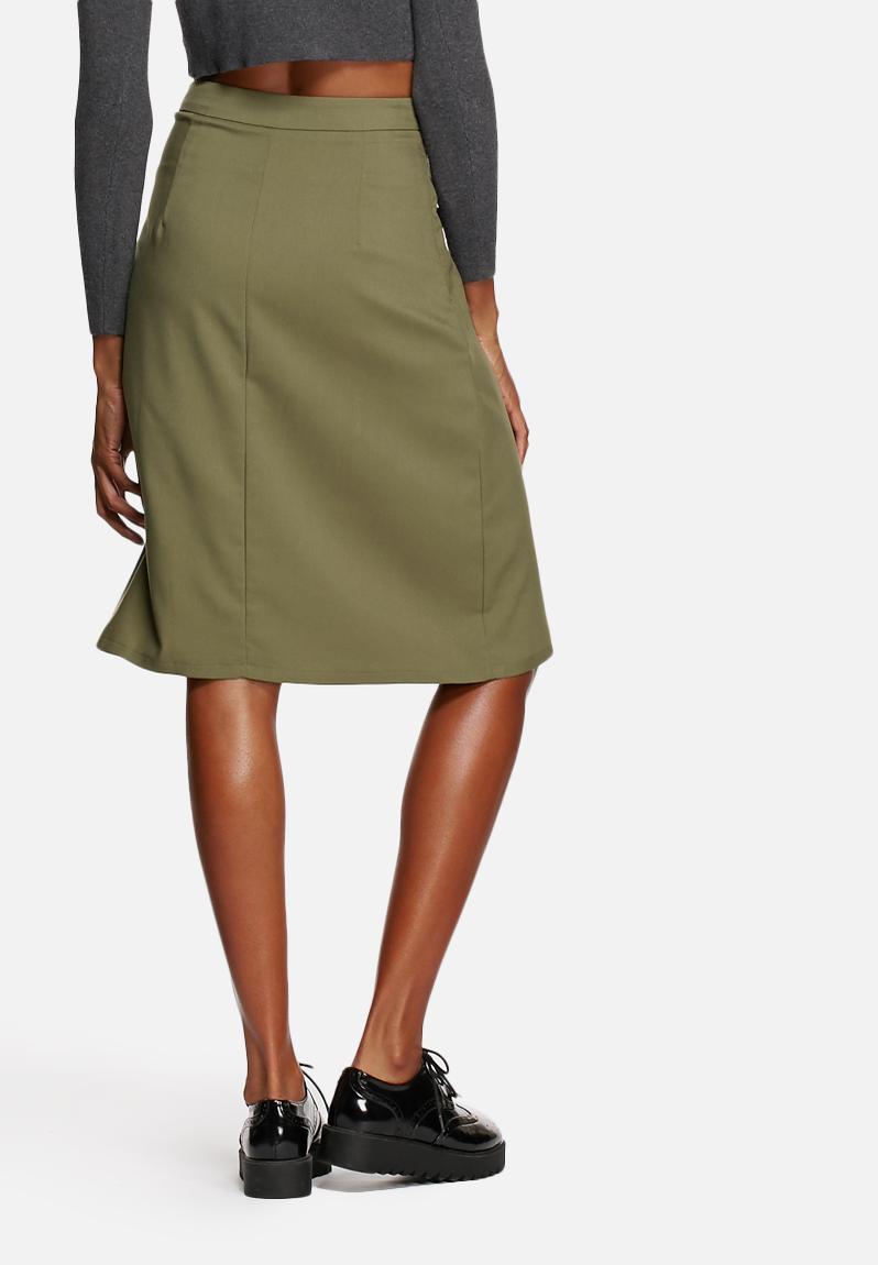 Midi utility skirt khaki Lola May Skirts