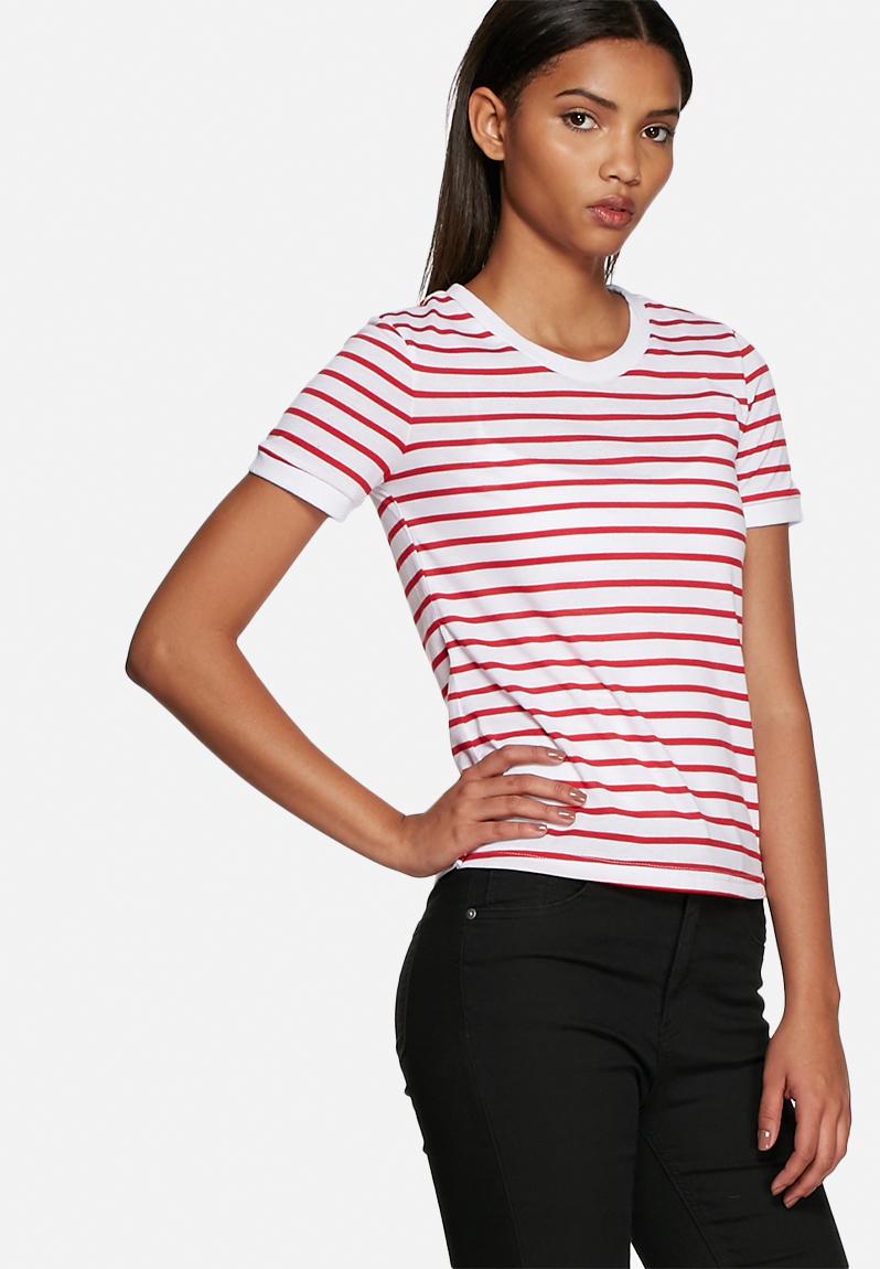 Red stripe tee - red & white Glamorous T-Shirts, | Superbalist.com