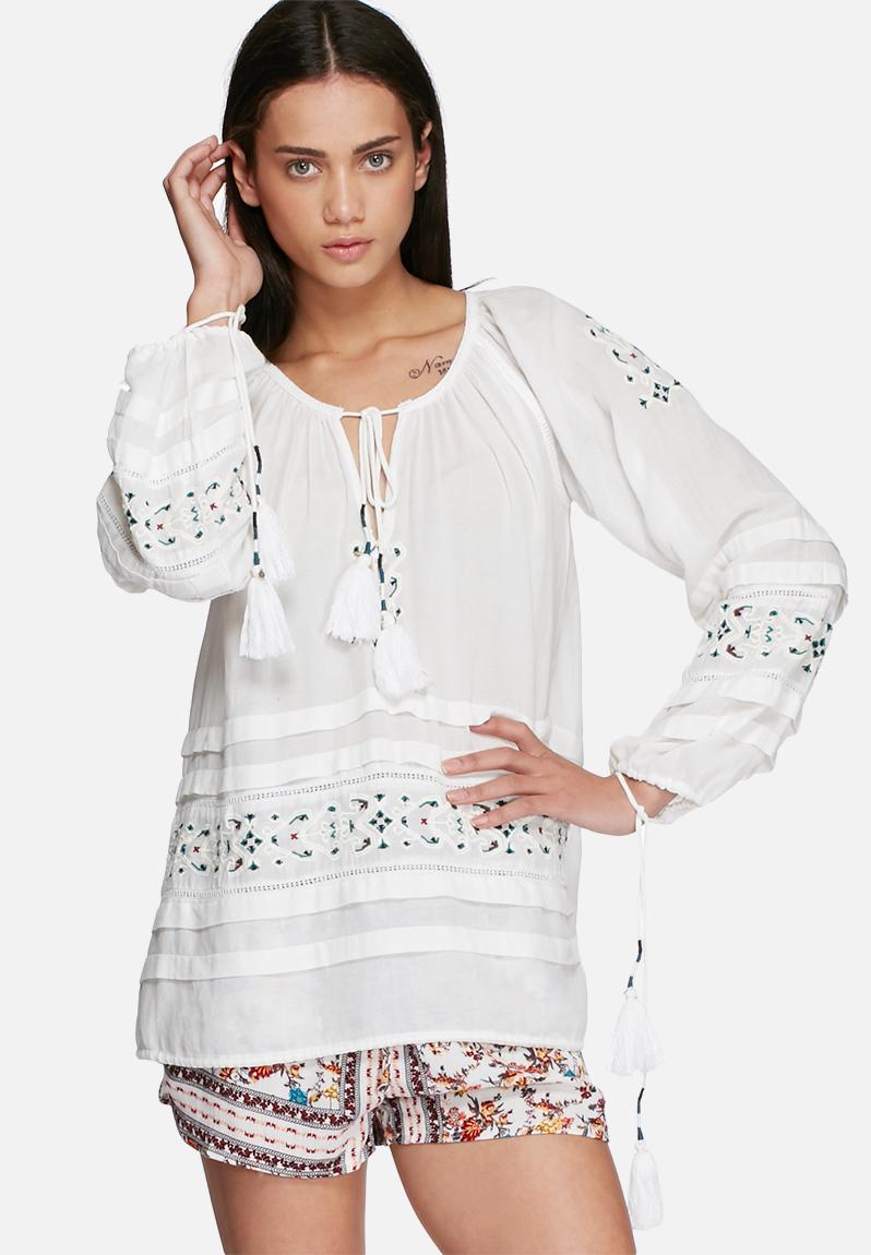 Boho embroidered top - white Glamorous Blouses | Superbalist.com