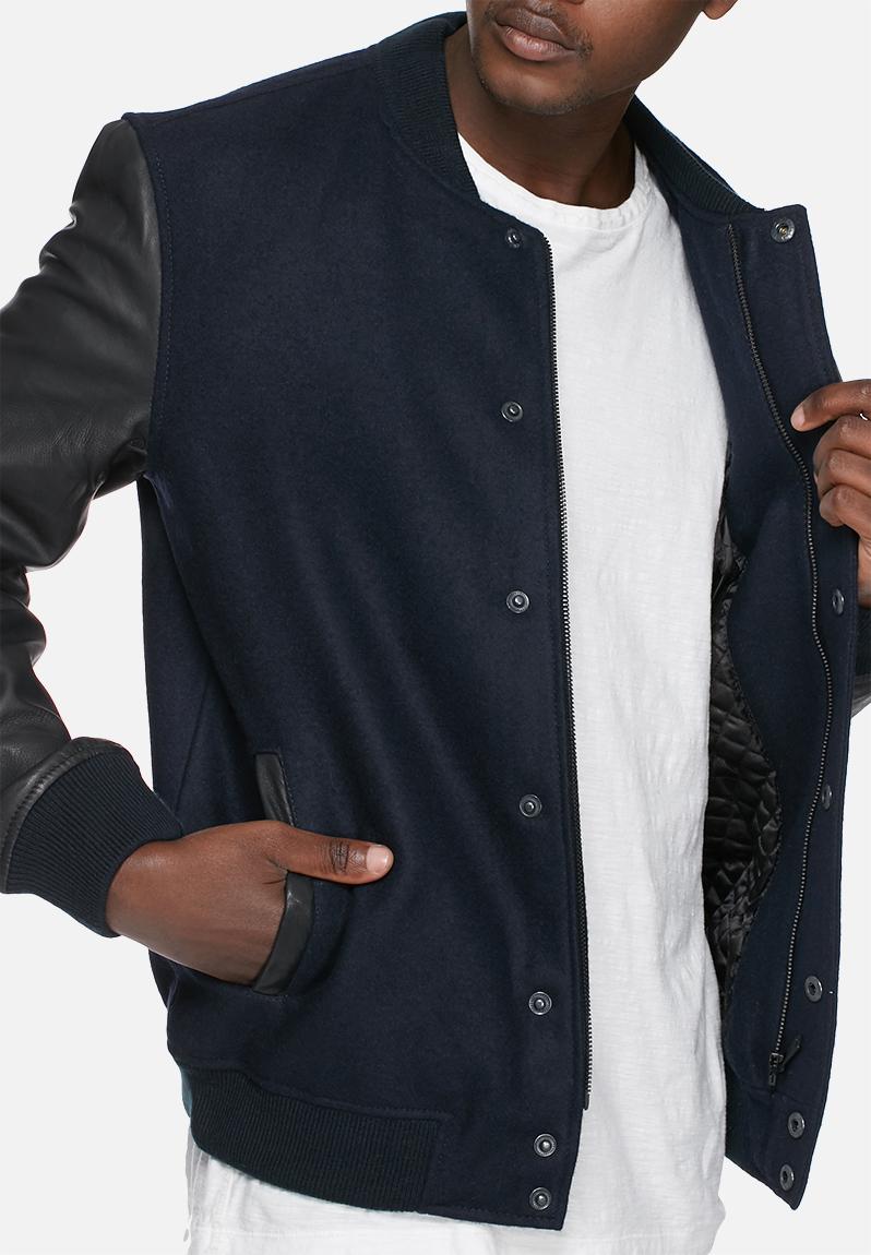 Glasgow wool leather bomber jacket dark navy Selected Homme Jackets