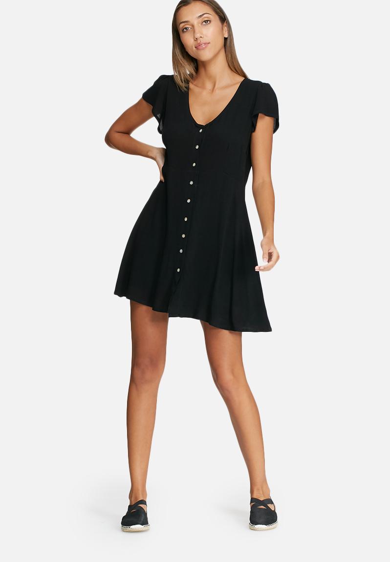 Black V Neck Casual Dress