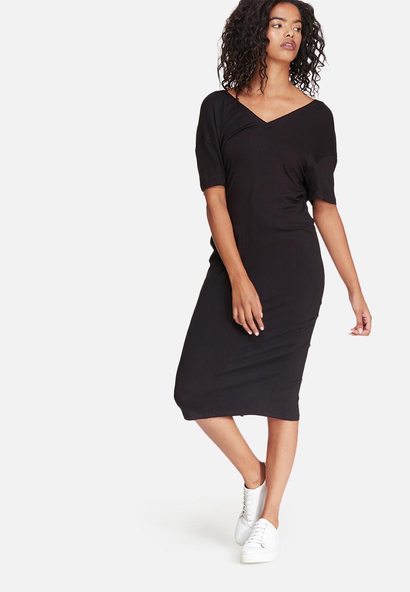 v neck midi shirt dress