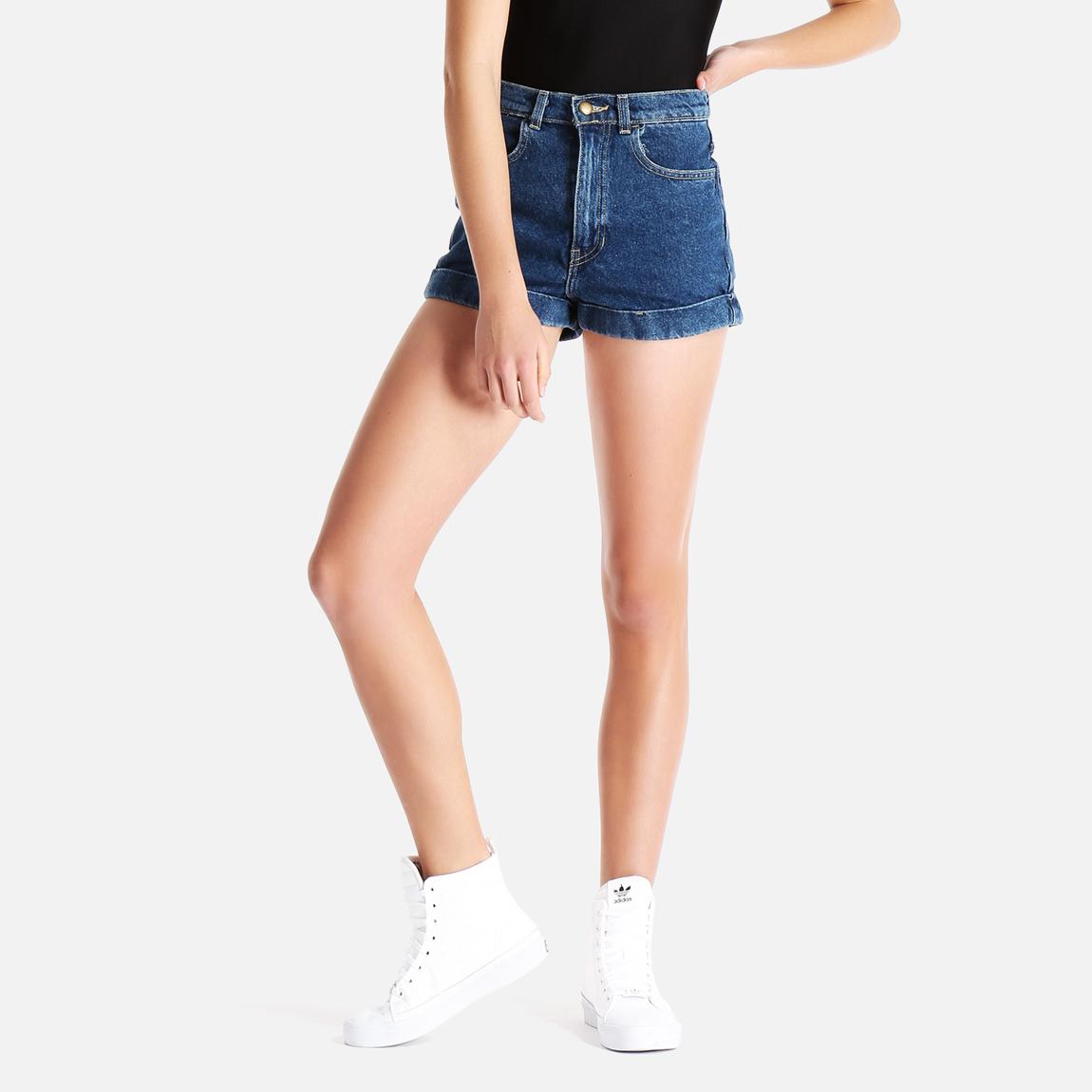 Dark Wash HighWaist Jeans Cut Off Short Dark Wash Indigo American