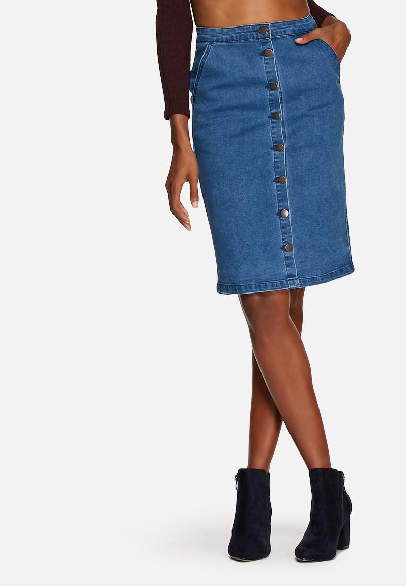 Denim Button Midi Skirt Glamorous Skirts