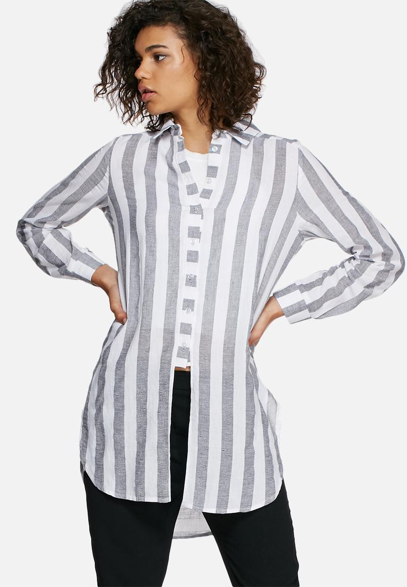 Longline striped shirt - black & milk dailyfriday Shirts | Superbalist.com