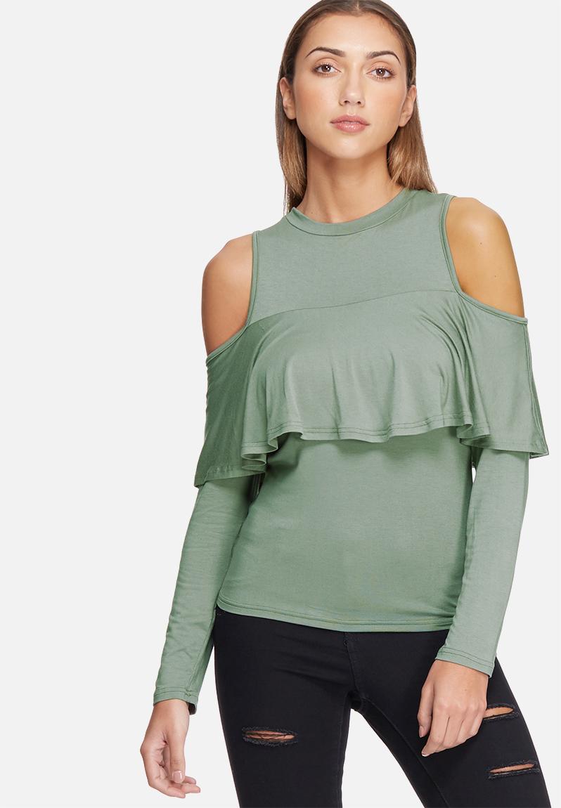 Ruffle knit top - moss green dailyfriday T-Shirts, | Superbalist.com