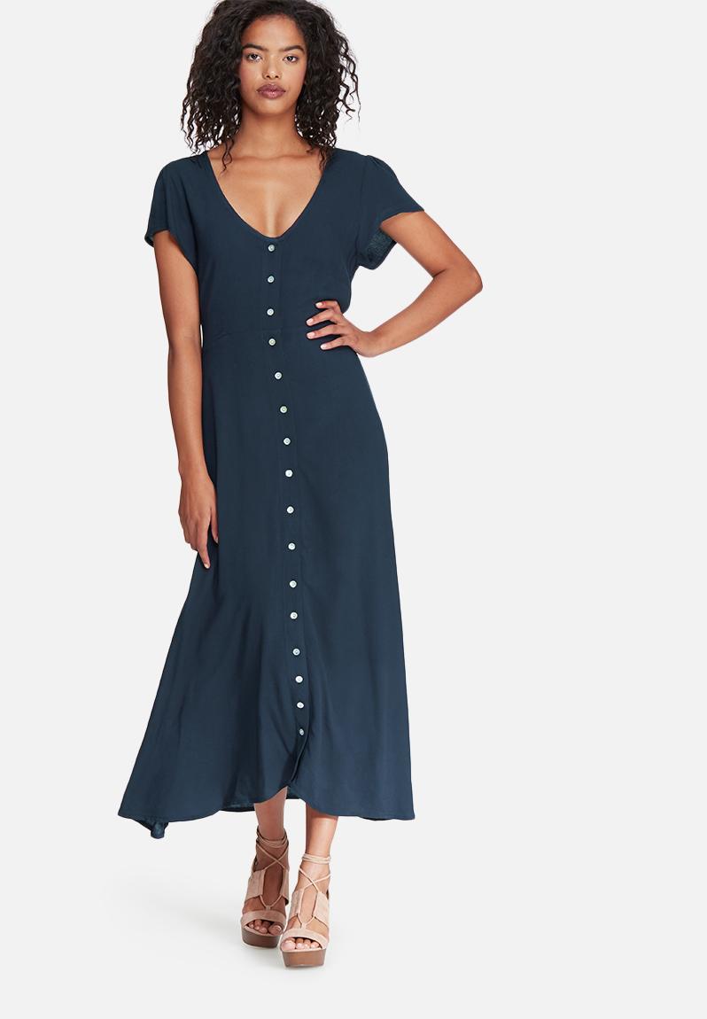 V-neck button up midi dress - navy dailyfriday Casual | Superbalist.com