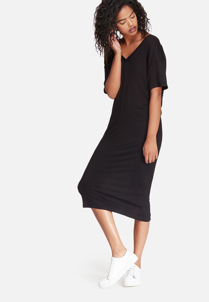 v neck midi shirt dress